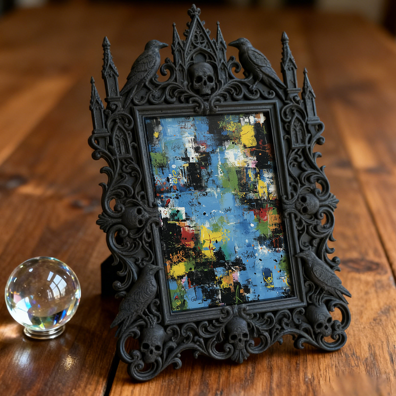 Top-rated Gothic Dark-style Photo Frame | Horror Escape Room Clue Wall Decor, Photo Ornament, Dual-use Display, Waterproof Reusable Frame