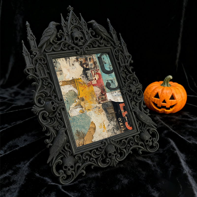 Hot-selling Gothic Dark-style Photo Frame | Dark Floral Arrangement Studio Decor, Photo Ornament, Wall/Table Dual-use, Waterproof Elegant Fr
