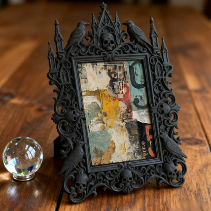 Hot-selling Gothic Dark-style Photo Frame | Dark Floral Arrangement Studio Decor, Photo Ornament, Wall/Table Dual-use, Waterproof Elegant Fr
