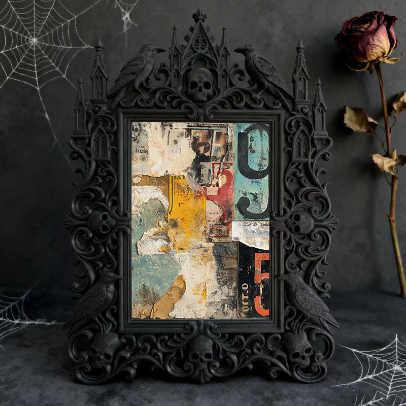 Hot-selling Gothic Dark-style Photo Frame | Dark Floral Arrangement Studio Decor, Photo Ornament, Wall/Table Dual-use, Waterproof Elegant Fr