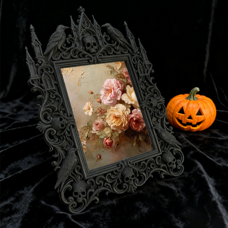 Trendy Gothic Dark-style Photo Frame | Paranormal Podcast Studio Decor, Photo Ornament, Dual-use Display, Waterproof Slim Plastic Frame