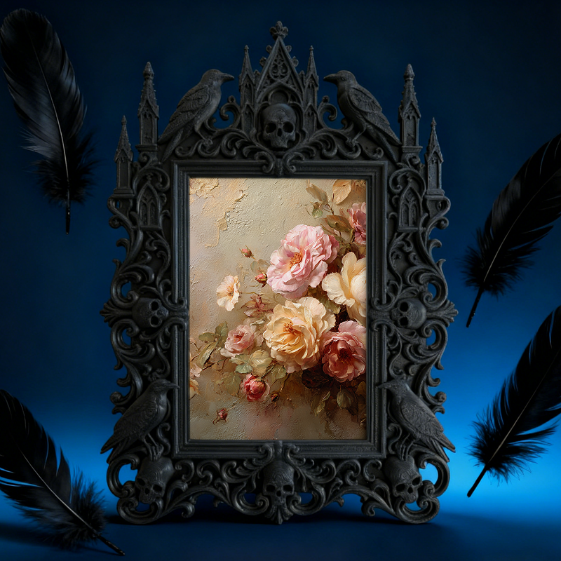 Trendy Gothic Dark-style Photo Frame | Paranormal Podcast Studio Decor, Photo Ornament, Dual-use Display, Waterproof Slim Plastic Frame