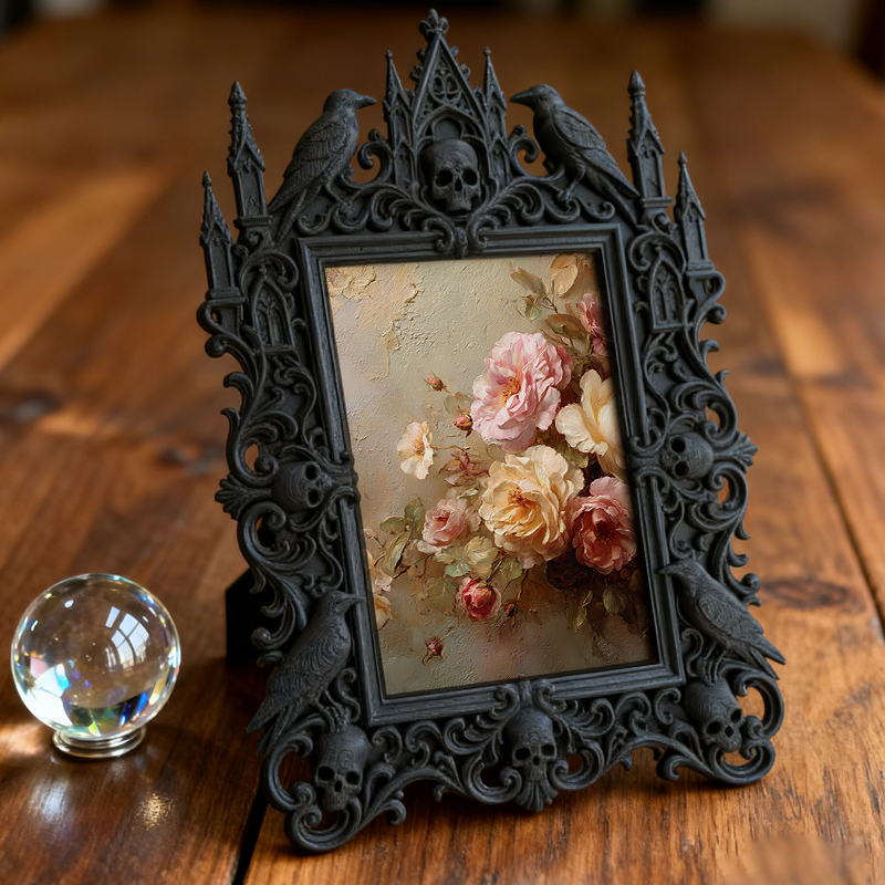 Trendy Gothic Dark-style Photo Frame | Paranormal Podcast Studio Decor, Photo Ornament, Dual-use Display, Waterproof Slim Plastic Frame