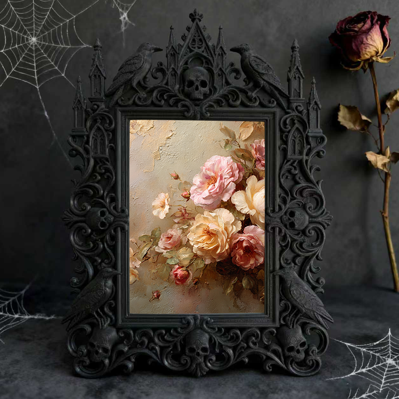 Trendy Gothic Dark-style Photo Frame | Paranormal Podcast Studio Decor, Photo Ornament, Dual-use Display, Waterproof Slim Plastic Frame