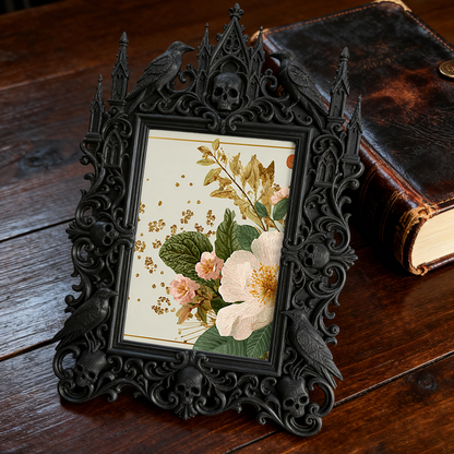 Stylish Gothic Dark-style Photo Frame | Halloween Costume Rental Shop Decor, Photo Ornament, Wall-mountable & Tabletop, Waterproof Foldable 