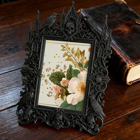 Stylish Gothic Dark-style Photo Frame | Halloween Costume Rental Shop Decor, Photo Ornament, Wall-mountable & Tabletop, Waterproof Foldable 