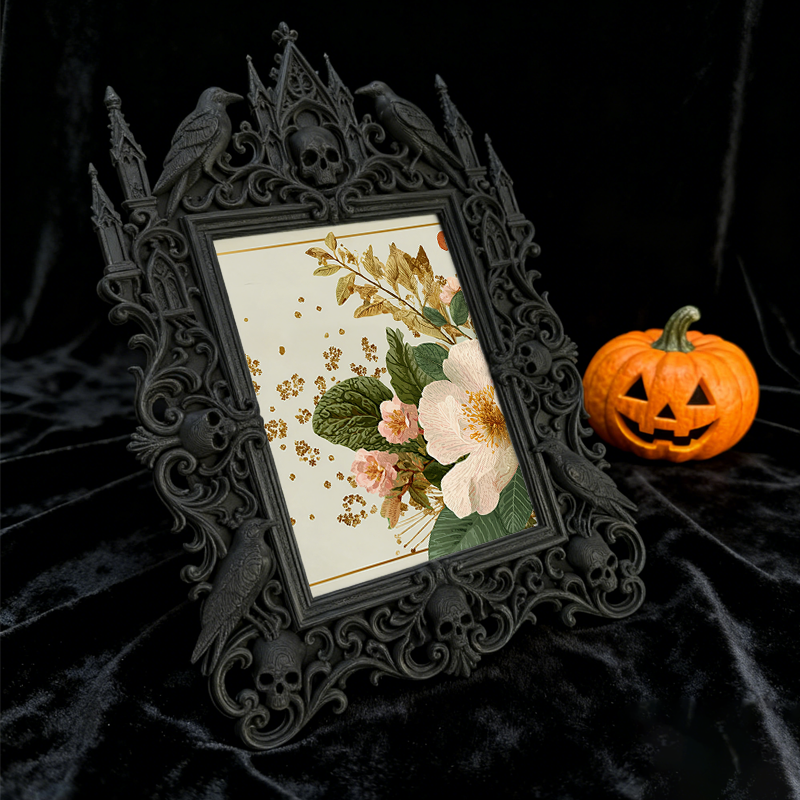 Stylish Gothic Dark-style Photo Frame | Halloween Costume Rental Shop Decor, Photo Ornament, Wall-mountable & Tabletop, Waterproof Foldable 