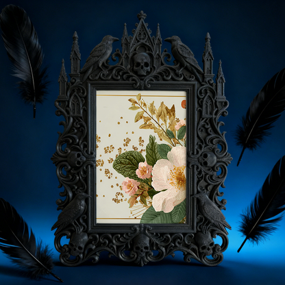 Stylish Gothic Dark-style Photo Frame | Halloween Costume Rental Shop Decor, Photo Ornament, Wall-mountable & Tabletop, Waterproof Foldable 
