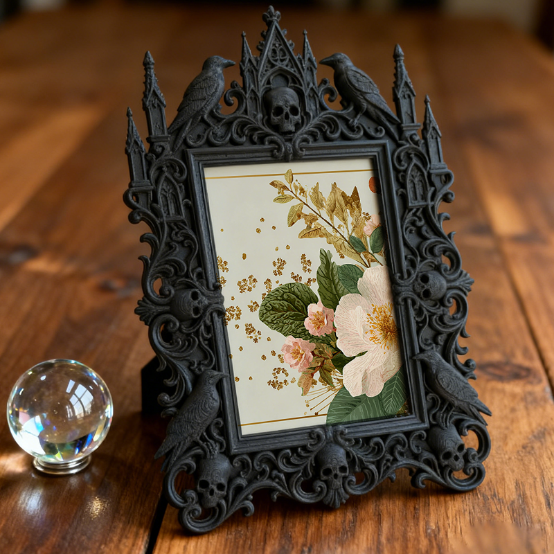 Stylish Gothic Dark-style Photo Frame | Halloween Costume Rental Shop Decor, Photo Ornament, Wall-mountable & Tabletop, Waterproof Foldable 