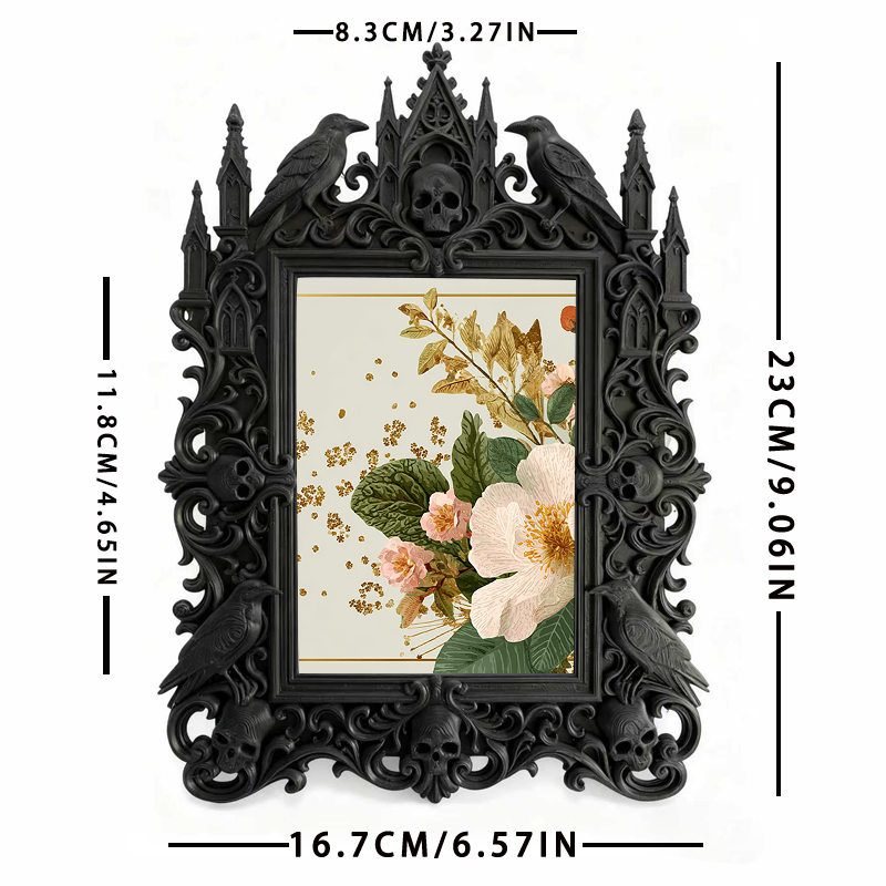 Stylish Gothic Dark-style Photo Frame | Halloween Costume Rental Shop Decor, Photo Ornament, Wall-mountable & Tabletop, Waterproof Foldable 