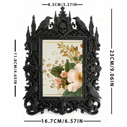 Stylish Gothic Dark-style Photo Frame | Halloween Costume Rental Shop Decor, Photo Ornament, Wall-mountable & Tabletop, Waterproof Foldable 