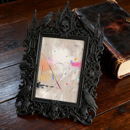 Top-rated Gothic Dark-style Photo Frame | Gothic Winery Tasting Room Decor, Photo Ornament, Dual-use Display, Waterproof Rustic Plastic Fram
