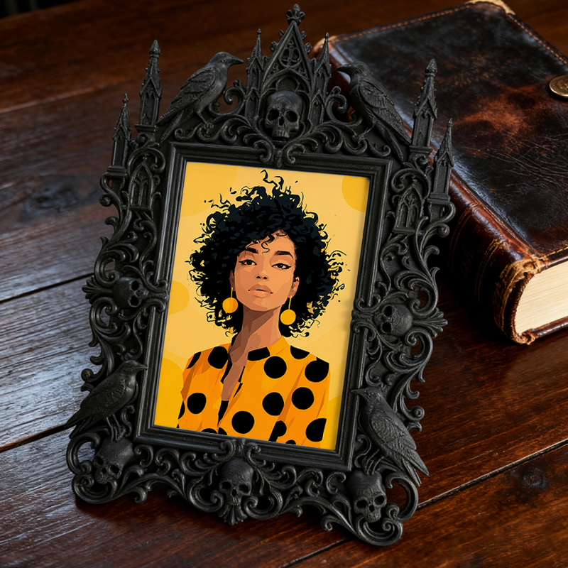 Luxury Gothic Dark-style Photo Frame | Dark Academia Coffee Shop Booth Decor, Photo Ornament, Wall-mountable & Tabletop, Waterproof Vintage 