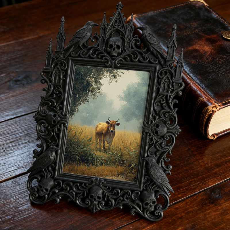 Trendy Gothic Dark-style Photo Frame | Horror Movie Theater Lobby Decor, Photo Ornament, Dual-use Display, Waterproof Fun Plastic Frame