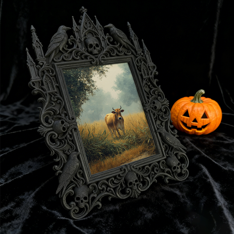 Trendy Gothic Dark-style Photo Frame | Horror Movie Theater Lobby Decor, Photo Ornament, Dual-use Display, Waterproof Fun Plastic Frame
