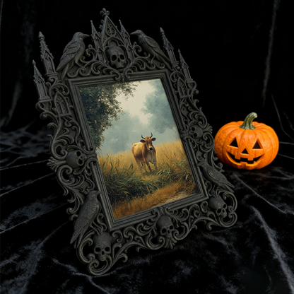 Trendy Gothic Dark-style Photo Frame | Horror Movie Theater Lobby Decor, Photo Ornament, Dual-use Display, Waterproof Fun Plastic Frame