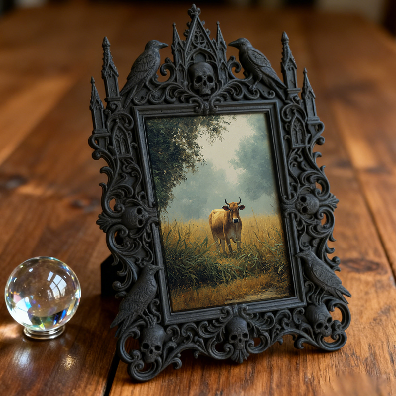 Trendy Gothic Dark-style Photo Frame | Horror Movie Theater Lobby Decor, Photo Ornament, Dual-use Display, Waterproof Fun Plastic Frame