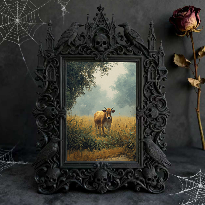 Trendy Gothic Dark-style Photo Frame | Horror Movie Theater Lobby Decor, Photo Ornament, Dual-use Display, Waterproof Fun Plastic Frame