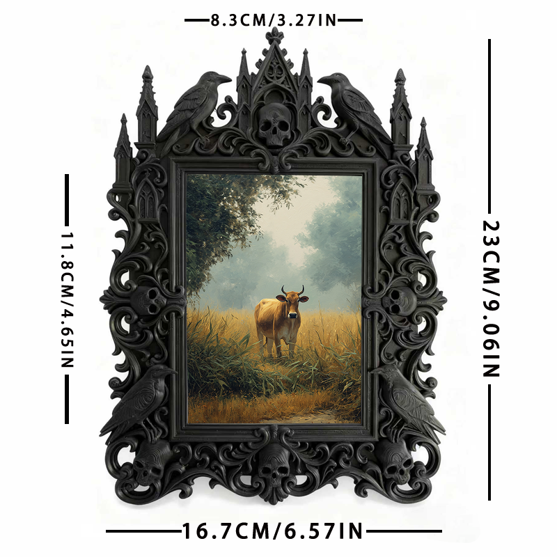 Trendy Gothic Dark-style Photo Frame | Horror Movie Theater Lobby Decor, Photo Ornament, Dual-use Display, Waterproof Fun Plastic Frame