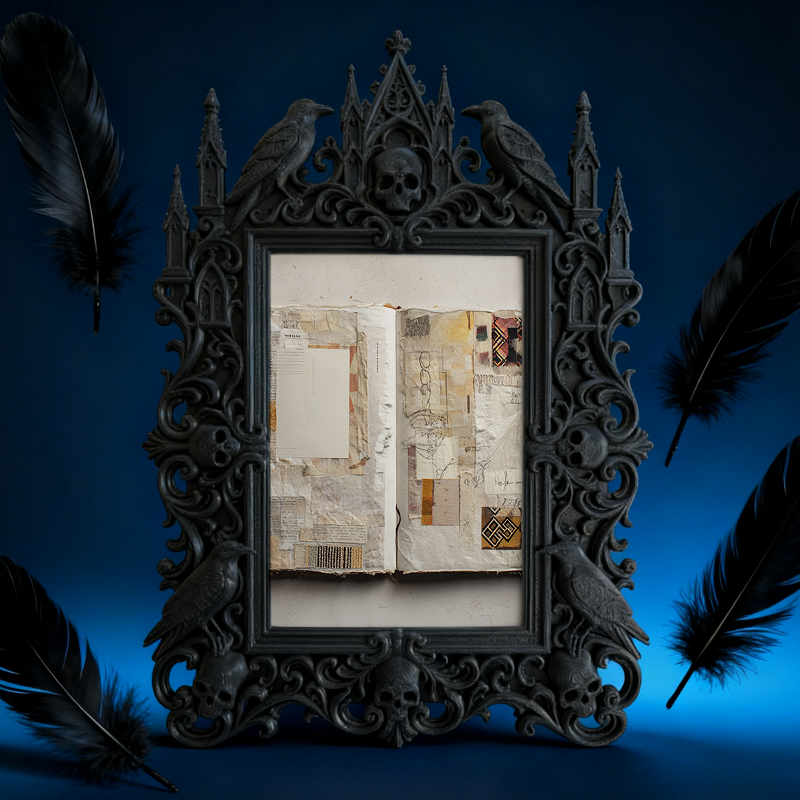 Premium Gothic Dark-style Photo Frame | Gothic Bead Jewelry Making Shop Decor, Photo Ornament, Wall-mountable & Tabletop, Waterproof Light F