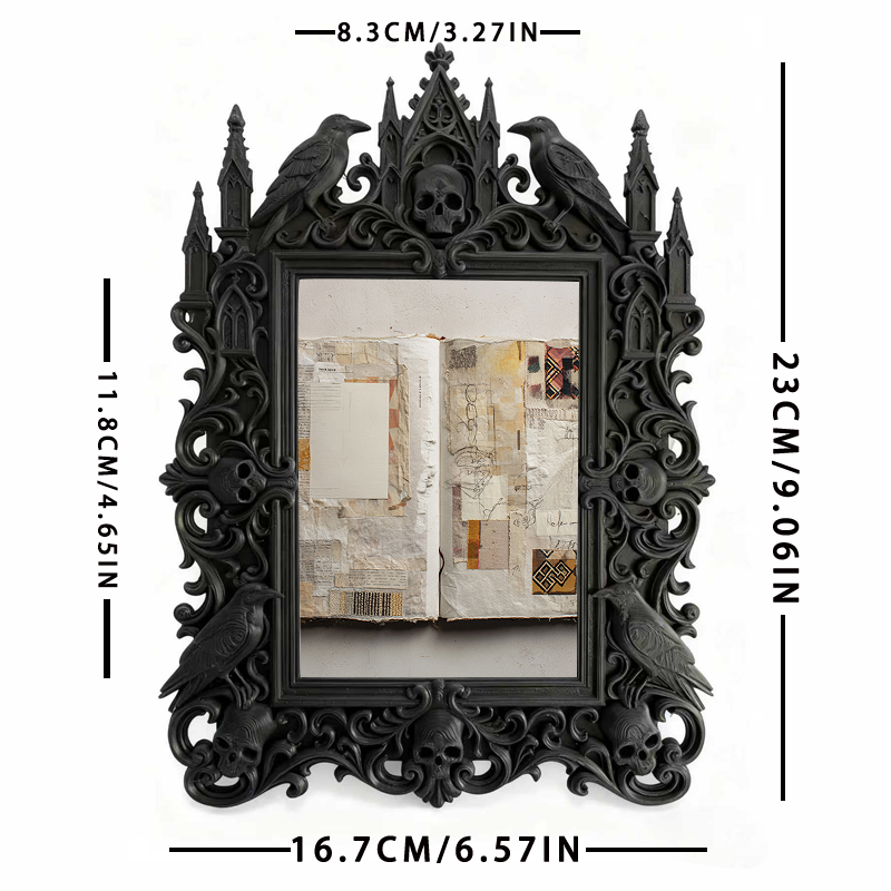 Premium Gothic Dark-style Photo Frame | Gothic Bead Jewelry Making Shop Decor, Photo Ornament, Wall-mountable & Tabletop, Waterproof Light F