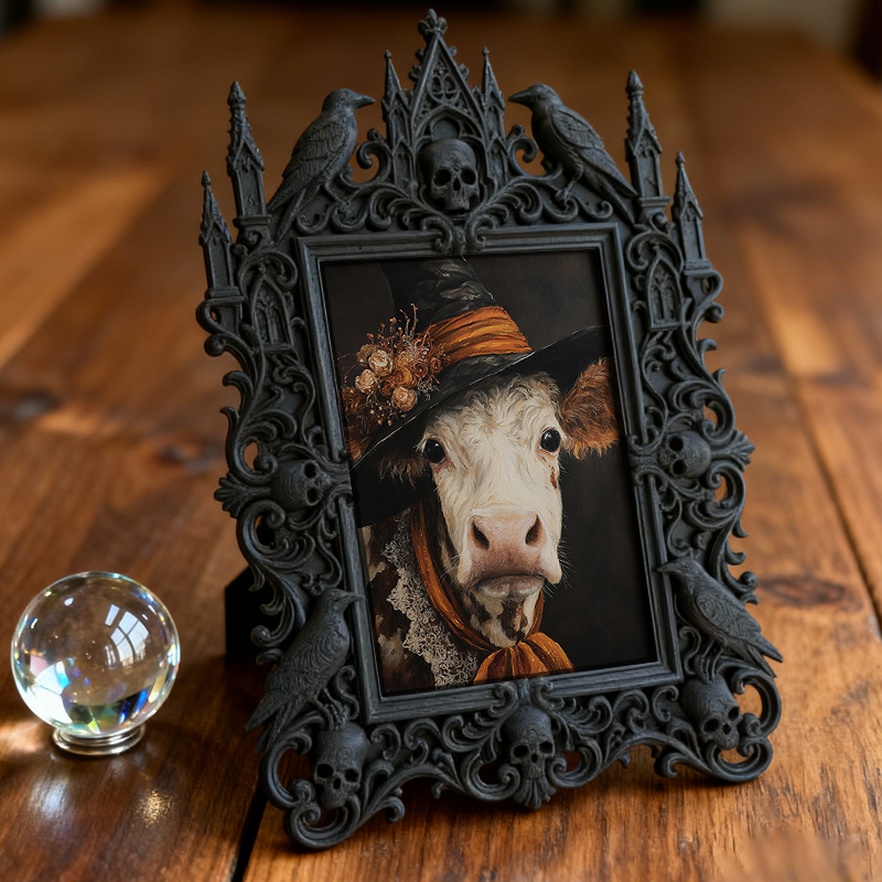 Top-rated Gothic Dark-style Photo Frame | Dark Fairy Tale Wedding Decor, Photo Ornament, Dual-use Display, Waterproof Romantic Plastic Frame