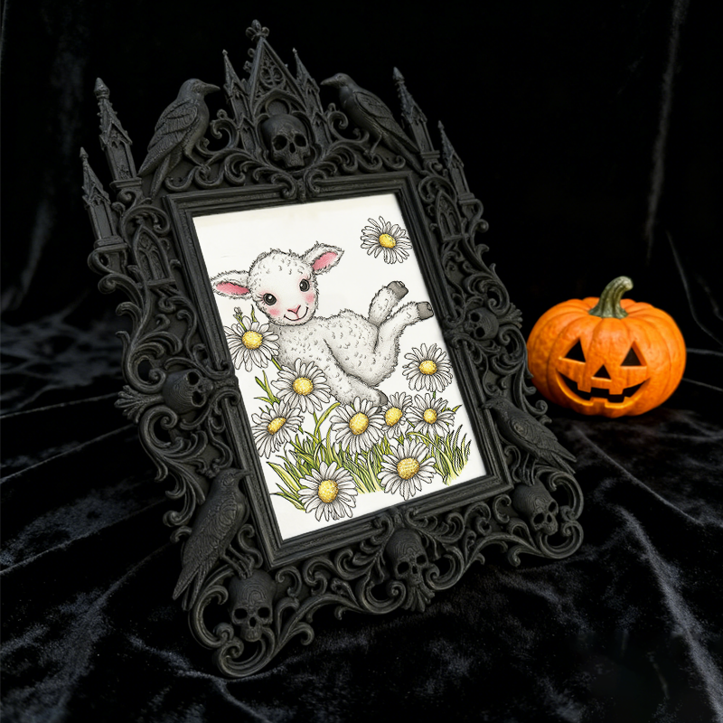 Trendy Gothic Dark-style Photo Frame | Dark Yoga & Meditation Studio Decor, Photo Ornament, Dual-use Display, Waterproof Minimalist Frame