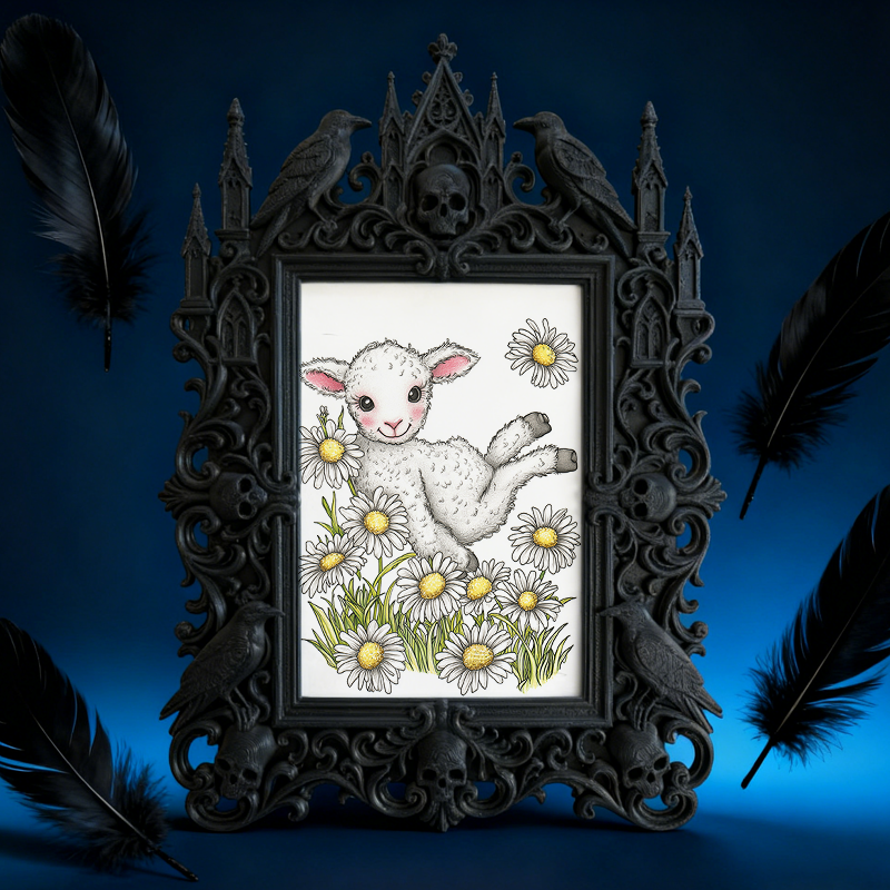 Trendy Gothic Dark-style Photo Frame | Dark Yoga & Meditation Studio Decor, Photo Ornament, Dual-use Display, Waterproof Minimalist Frame