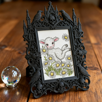 Trendy Gothic Dark-style Photo Frame | Dark Yoga & Meditation Studio Decor, Photo Ornament, Dual-use Display, Waterproof Minimalist Frame