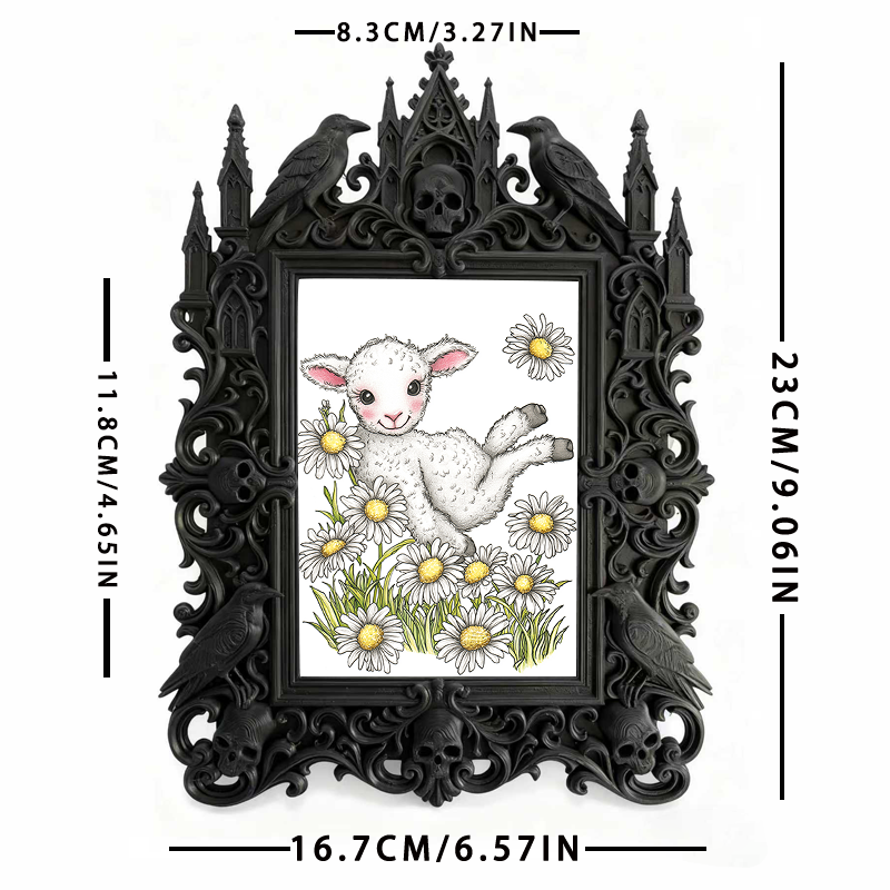 Trendy Gothic Dark-style Photo Frame | Dark Yoga & Meditation Studio Decor, Photo Ornament, Dual-use Display, Waterproof Minimalist Frame