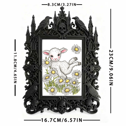 Trendy Gothic Dark-style Photo Frame | Dark Yoga & Meditation Studio Decor, Photo Ornament, Dual-use Display, Waterproof Minimalist Frame