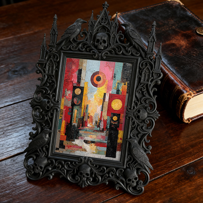 Premium Gothic Dark-style Photo Frame | Gothic Pottery Shop Shelf Decor, Photo Ornament, Wall-mountable & Tabletop, Waterproof Sturdy Plasti