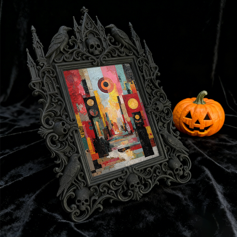 Premium Gothic Dark-style Photo Frame | Gothic Pottery Shop Shelf Decor, Photo Ornament, Wall-mountable & Tabletop, Waterproof Sturdy Plasti