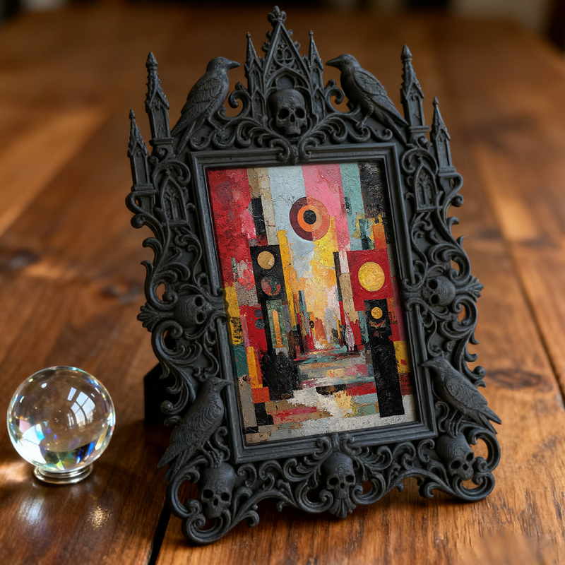 Premium Gothic Dark-style Photo Frame | Gothic Pottery Shop Shelf Decor, Photo Ornament, Wall-mountable & Tabletop, Waterproof Sturdy Plasti
