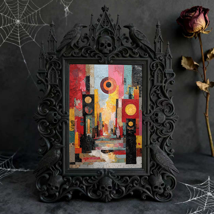 Premium Gothic Dark-style Photo Frame | Gothic Pottery Shop Shelf Decor, Photo Ornament, Wall-mountable & Tabletop, Waterproof Sturdy Plasti