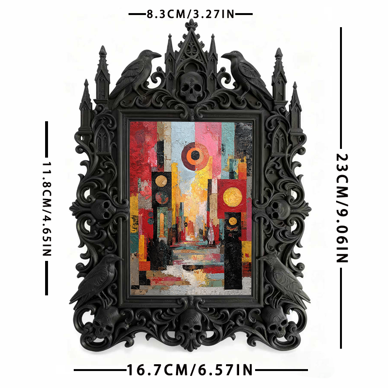 Premium Gothic Dark-style Photo Frame | Gothic Pottery Shop Shelf Decor, Photo Ornament, Wall-mountable & Tabletop, Waterproof Sturdy Plasti