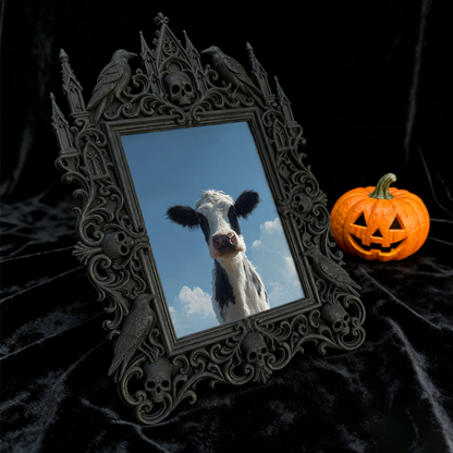 Stylish Gothic Dark-style Photo Frame | Gothic Pet Memorial Boutique Decor, Photo Ornament, Wall-mountable & Tabletop, Waterproof Warm-tone 
