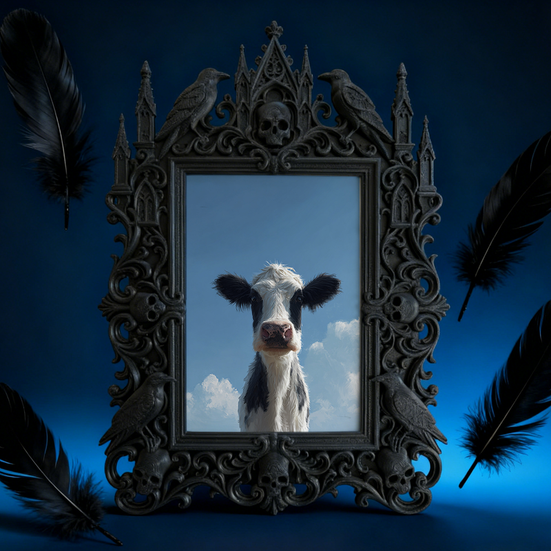 Stylish Gothic Dark-style Photo Frame | Gothic Pet Memorial Boutique Decor, Photo Ornament, Wall-mountable & Tabletop, Waterproof Warm-tone 
