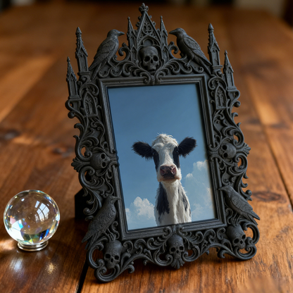 Stylish Gothic Dark-style Photo Frame | Gothic Pet Memorial Boutique Decor, Photo Ornament, Wall-mountable & Tabletop, Waterproof Warm-tone 