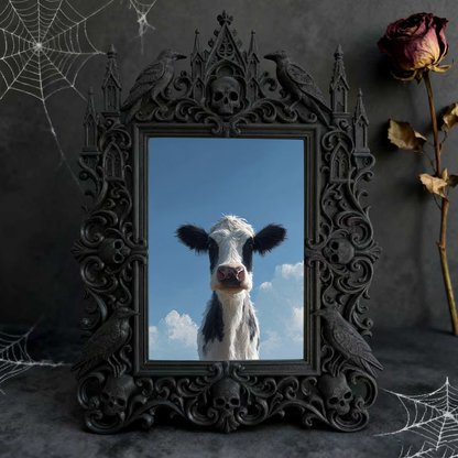 Stylish Gothic Dark-style Photo Frame | Gothic Pet Memorial Boutique Decor, Photo Ornament, Wall-mountable & Tabletop, Waterproof Warm-tone 