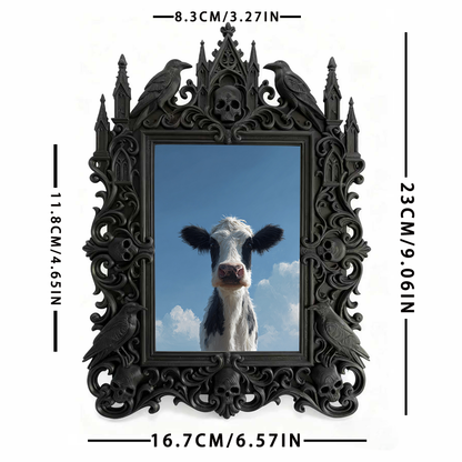 Stylish Gothic Dark-style Photo Frame | Gothic Pet Memorial Boutique Decor, Photo Ornament, Wall-mountable & Tabletop, Waterproof Warm-tone 