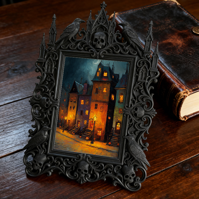 Top-rated Gothic Dark-style Photo Frame | Dark Academia Library Study Carrel Decor, Photo Ornament, Dual-use Display, Waterproof Eco-friendl