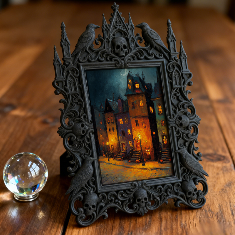 Top-rated Gothic Dark-style Photo Frame | Dark Academia Library Study Carrel Decor, Photo Ornament, Dual-use Display, Waterproof Eco-friendl