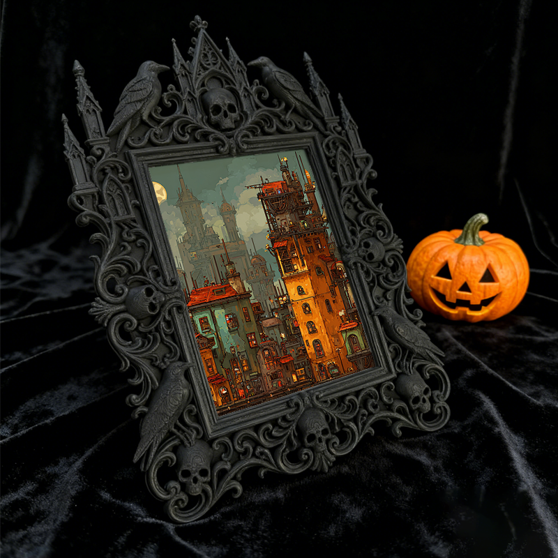 Luxury Gothic Dark-style Photo Frame | Gothic Hotel Suite Nightstand Decor, Photo Ornament, Wall-mountable & Tabletop, Waterproof Elegant Pl