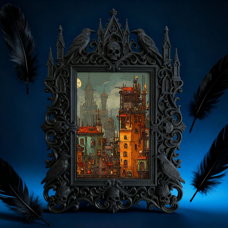Luxury Gothic Dark-style Photo Frame | Gothic Hotel Suite Nightstand Decor, Photo Ornament, Wall-mountable & Tabletop, Waterproof Elegant Pl