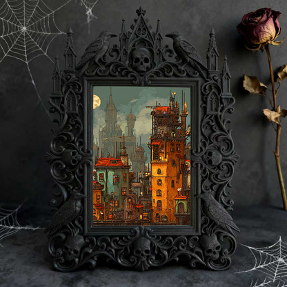 Luxury Gothic Dark-style Photo Frame | Gothic Hotel Suite Nightstand Decor, Photo Ornament, Wall-mountable & Tabletop, Waterproof Elegant Pl