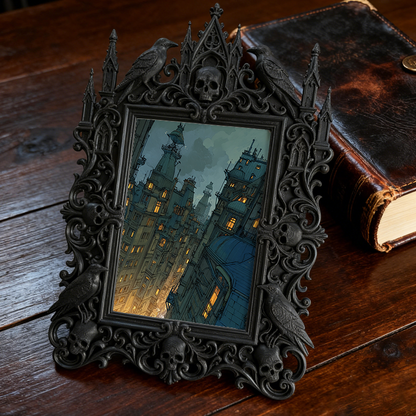 Trendy Gothic Dark-style Photo Frame | Horror Cosplay Photoshoot Studio Decor, Photo Ornament, Dual-use Display, Waterproof Retro Frame