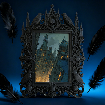 Trendy Gothic Dark-style Photo Frame | Horror Cosplay Photoshoot Studio Decor, Photo Ornament, Dual-use Display, Waterproof Retro Frame