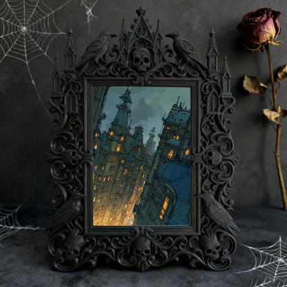 Trendy Gothic Dark-style Photo Frame | Horror Cosplay Photoshoot Studio Decor, Photo Ornament, Dual-use Display, Waterproof Retro Frame