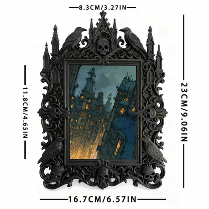 Trendy Gothic Dark-style Photo Frame | Horror Cosplay Photoshoot Studio Decor, Photo Ornament, Dual-use Display, Waterproof Retro Frame